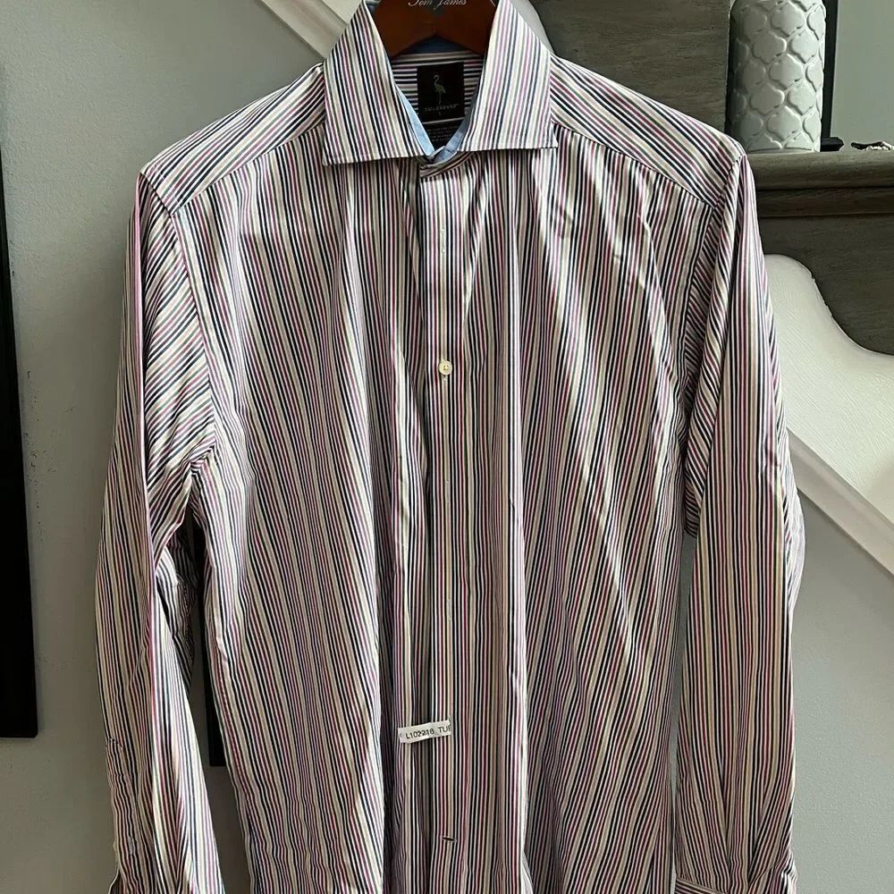 Tailorbyrd Multi Stripe Button Down Shirt sz L EUC